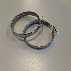 14k solid, gold Hoop Earrings white